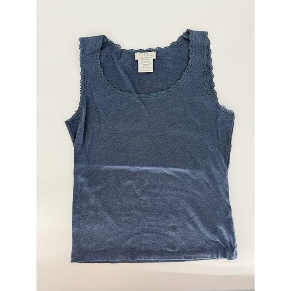 Y2K Blue‎ Lace Tank Top Women’s M Fairycore Festival Boho Layering Shirt - Picture 2 of 7